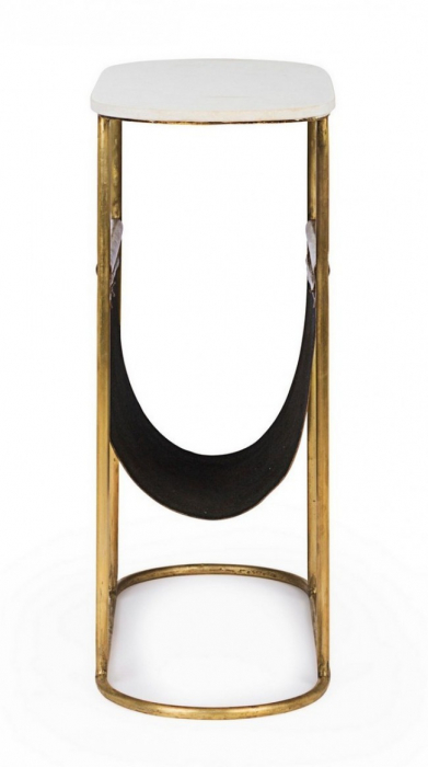 Masa laterala MARMOL, metal, auriu, 53x23x59cm [4]