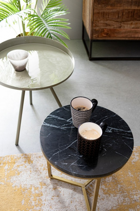 Masa pentru cafea PRESCOTT, marmura, negru, 37.5x41cm [5]