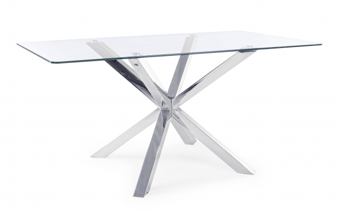 Masa Rectangular May, Sticla/Metal, Transparent/Argintiu, 160x90x76 cm [3]