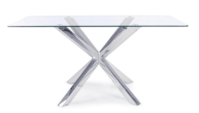 Masa Rectangular May, Sticla/Metal, Transparent/Argintiu, 160x90x76 cm [2]