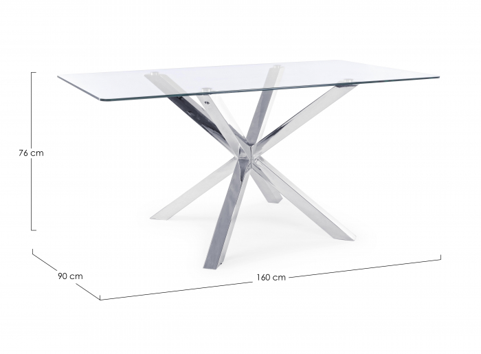 Masa Rectangular May, Sticla/Metal, Transparent/Argintiu, 160x90x76 cm [4]