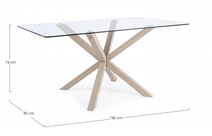 Masa Rectangular May, Sticla/Metal, Transparent/Auriu, 160x90x76 cm [4]