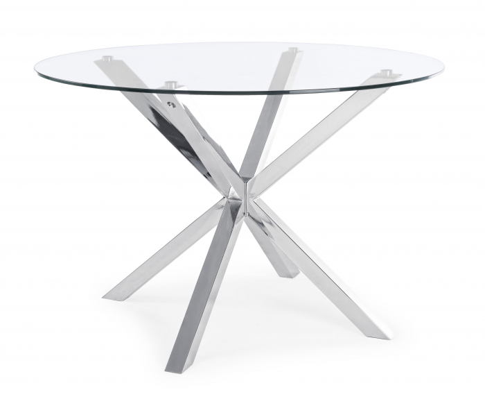 Masa Rotunda May, Sticla/Metal, Transparent/Argintiu, 114x114x76 cm [2]