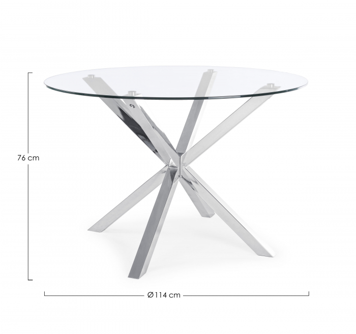 Masa Rotunda May, Sticla/Metal, Transparent/Argintiu, 114x114x76 cm [3]