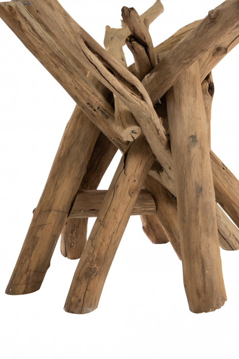 Masa Round Branch, Lemn/Sticla, Natural, 128x128x75 cm [2]