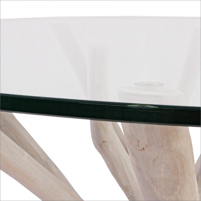 Masa Sahel, Sticla/Lemn, Transparent/Alb, 110x110x76 cm [5]