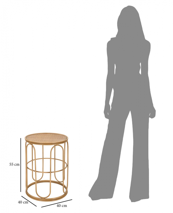 Masuta Samui, Fier/Rattan, Natural, 55x40x40 cm [2]
