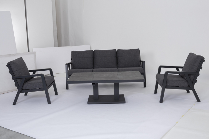 Masa Truman, Aluminiu, Negru, 140x85x49/72 cm [11]