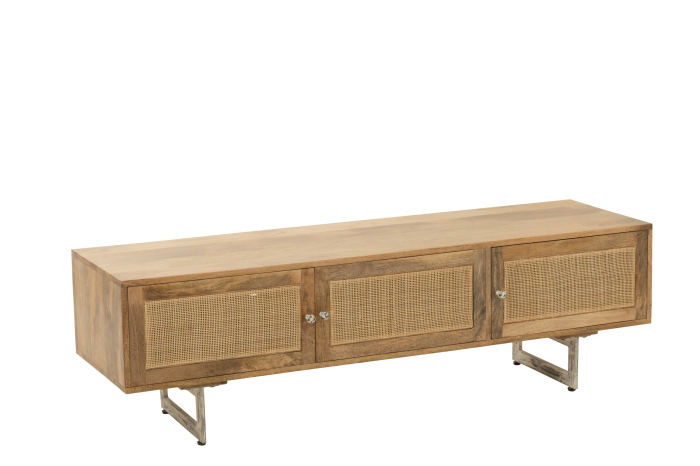 Masa TV Weaving, lucrata manual, Lemn, Natural, 120x43x49 [1]