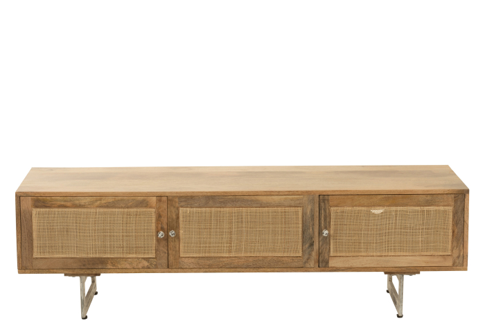 Masa TV Weaving, lucrata manual, Lemn, Natural, 120x43x49 [2]