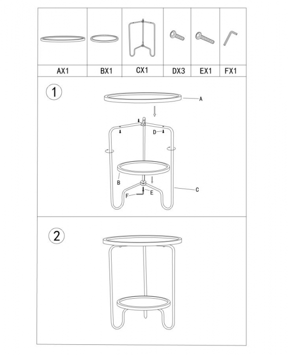 Masuta AREX 2 rafturi (cm)  Ø 48X54,5 [9]