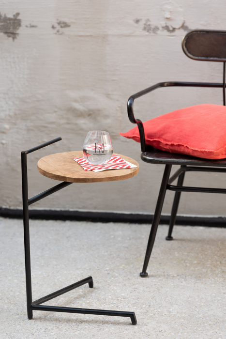 Masuta laterala Bistro, Lemn/Fier, Negru/Natural, 39x42x64 cm [2]