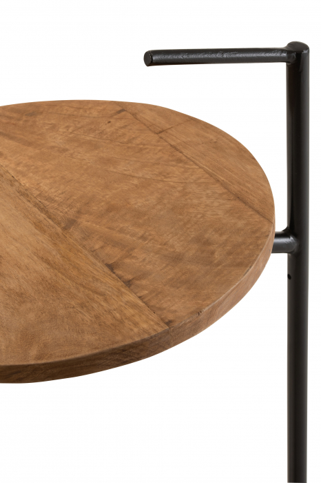 Masuta laterala Bistro, Lemn/Fier, Negru/Natural, 39x42x64 cm [3]