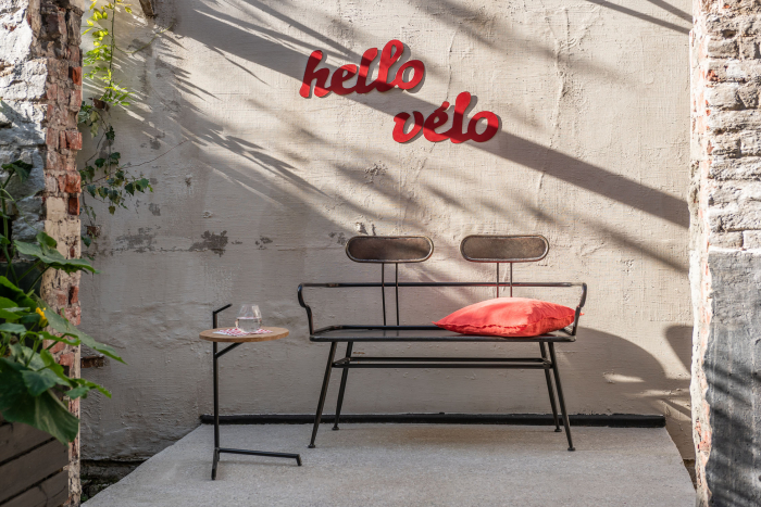 Masuta laterala Bistro, Lemn/Fier, Negru/Natural, 39x42x64 cm [5]