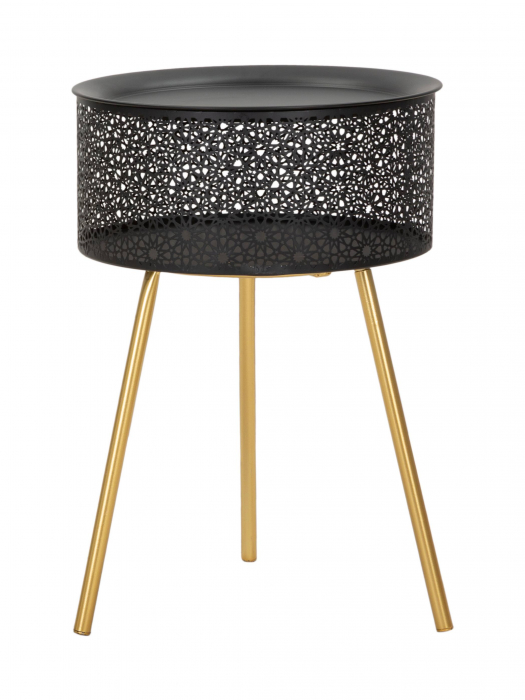Masuta Blacky, Fier, Auriu/Negru, 50x35x35 cm [2]