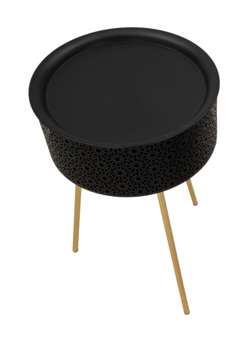 Masuta Blacky, Fier, Auriu/Negru, 65x40x40 cm [6]
