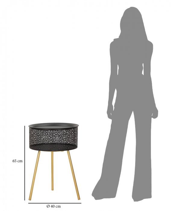 Masuta Blacky, Fier, Auriu/Negru, 65x40x40 cm [4]