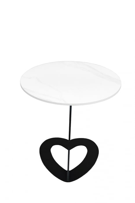 Masuta Heart, negru-alb, 50x54 cm [2]