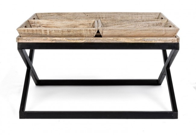 Masuta cafea Tray, Lemn, Alb, 90x90x52 [4]