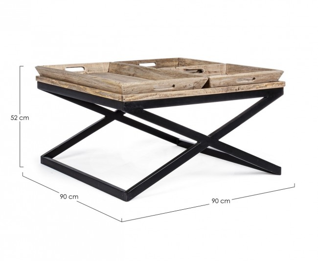 Masuta cafea Tray, Lemn, Alb, 90x90x52 [2]