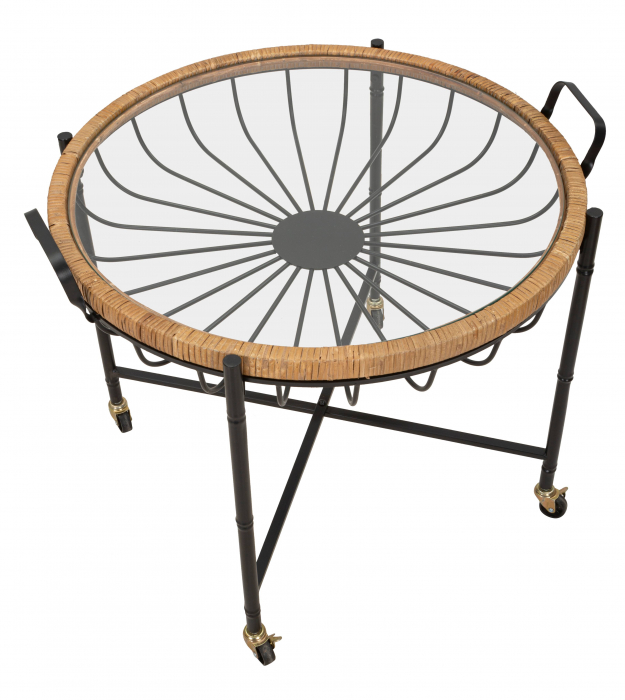 Masuta Cebu, Fier/Sticla/Rattan, Multicolor, 70.5x57x65 cm [4]