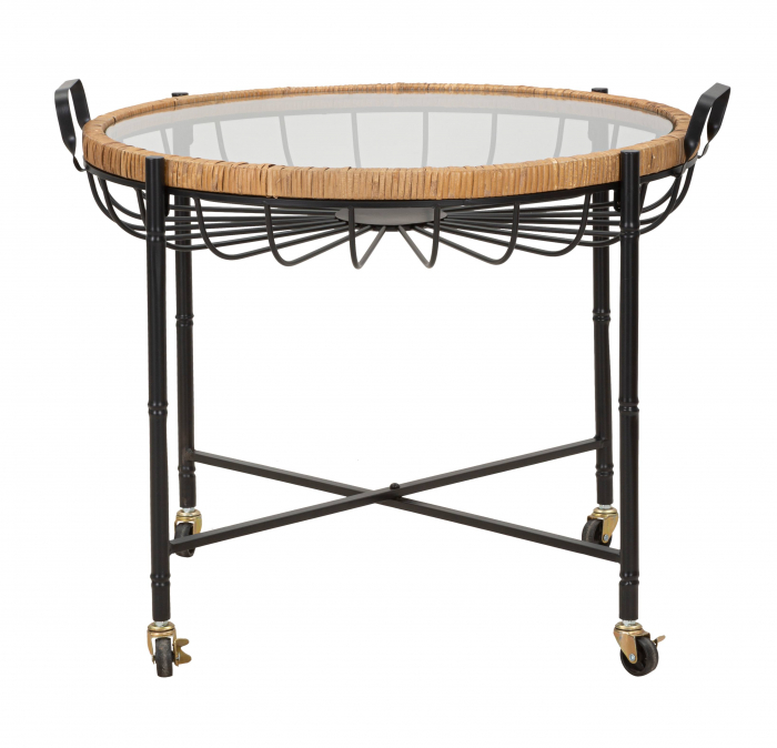 Masuta Cebu, Fier/Sticla/Rattan, Multicolor, 70.5x57x65 cm [2]