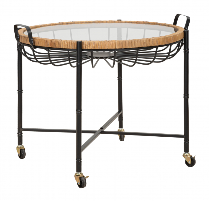Masuta Cebu, Fier/Sticla/Rattan, Multicolor, 70.5x57x65 cm [3]