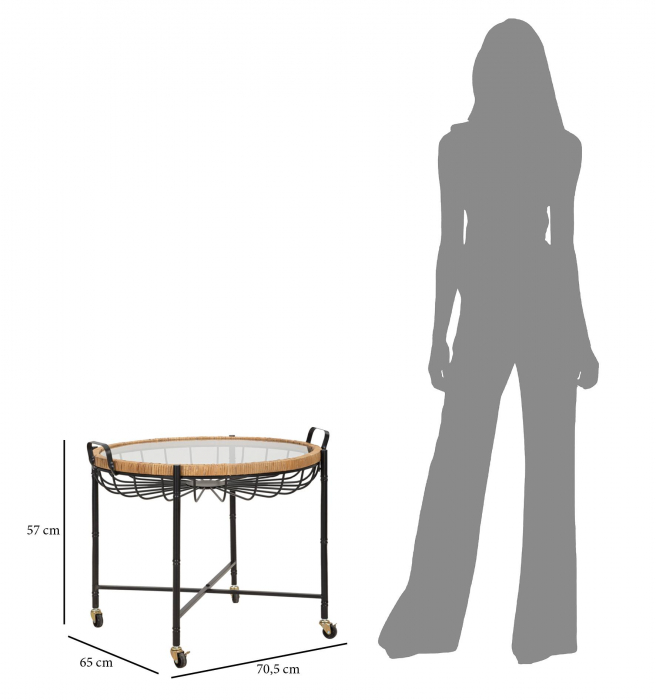 Masuta Cebu, Fier/Sticla/Rattan, Multicolor, 70.5x57x65 cm [7]