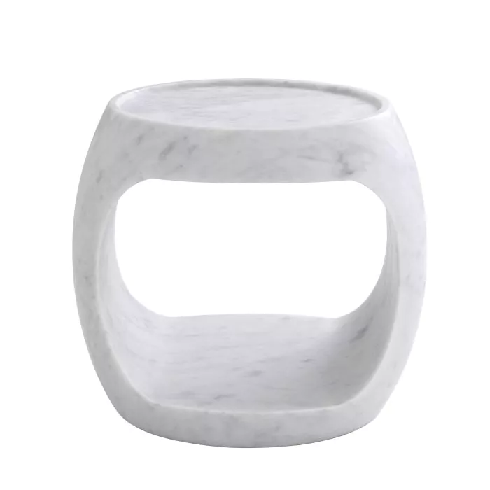 Măsuță laterală, Clipper marmură albă șlefuită, Dims: L. 43 | W. 36.5 | H. 40.5  (CM) [3]