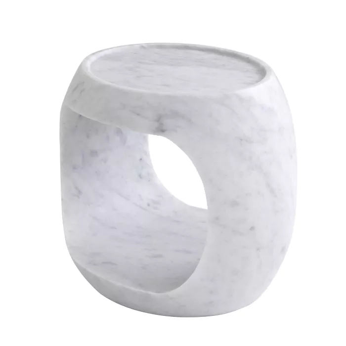 Măsuță laterală, Clipper marmură albă șlefuită, Dims: L. 43 | W. 36.5 | H. 40.5  (CM) [2]