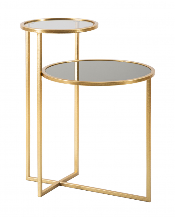 Masuta de cafea 2 Levels, Fier/Sticla, Auriu, 60.5x50x40 cm [7]