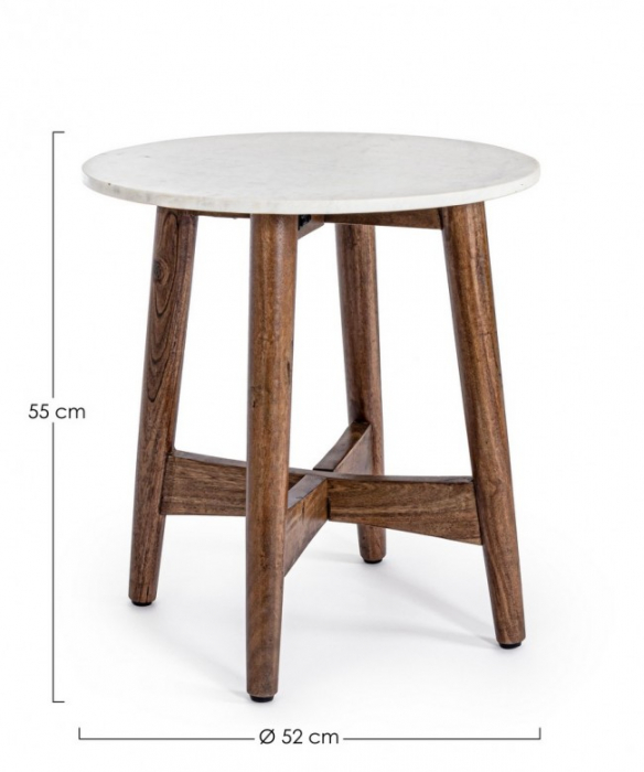 Masuta de cafea Albany rotunda, Marmura, Alb, 52x55 cm [2]