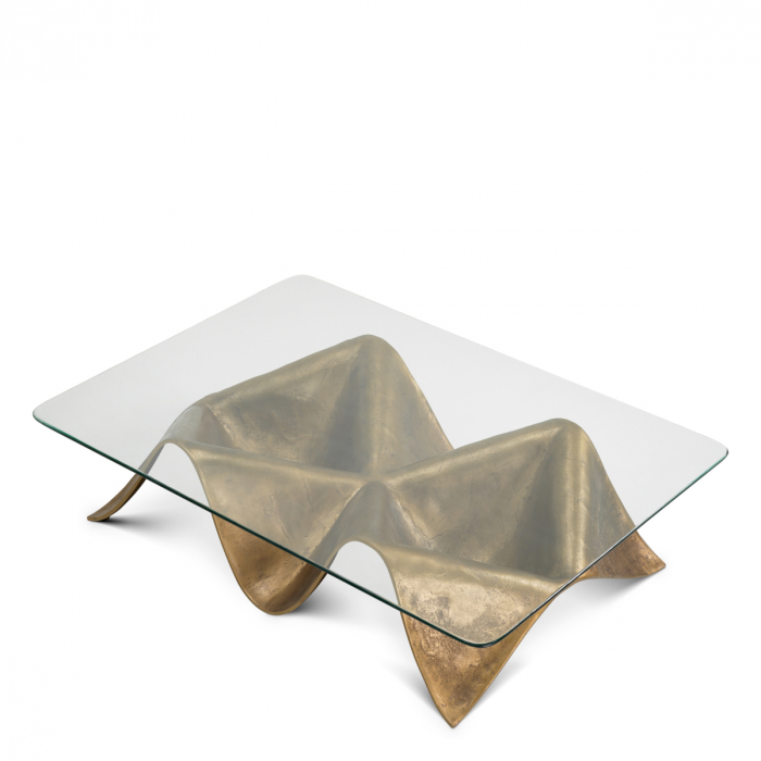 Măsuță de cafea, Angelico, finisaj din alamă cu aspect vintage, Dims: L. 140 | W. 100 | H. 34  (CM) [3]