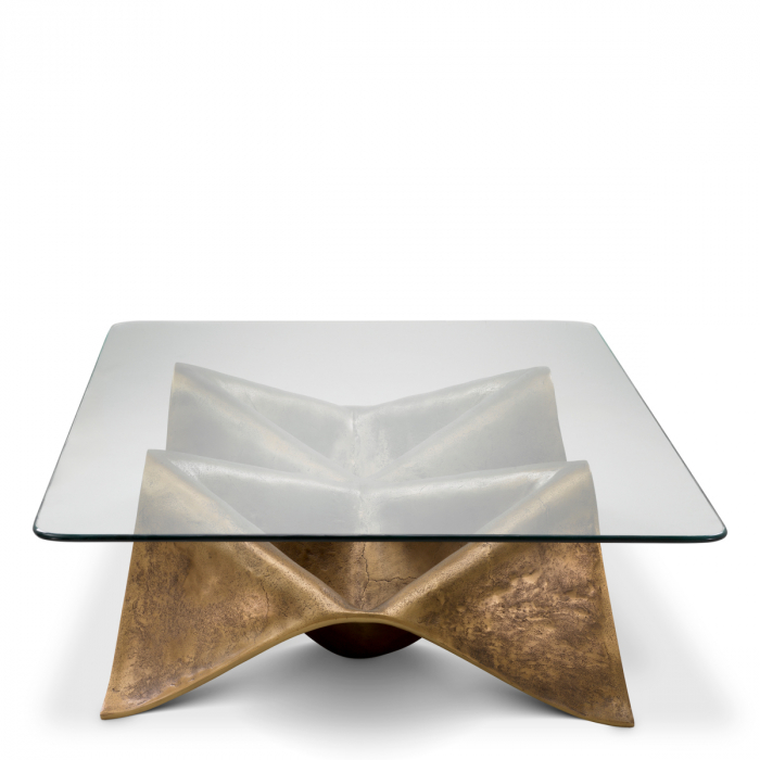 Măsuță de cafea, Angelico, finisaj din alamă cu aspect vintage, Dims: L. 140 | W. 100 | H. 34  (CM) [5]