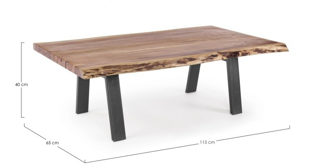 Masuta de cafea Aron, Lemn de acacia, Negru-Maro, 115x65x40 cm  [2]