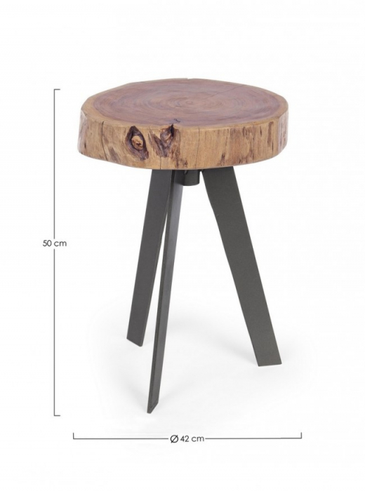 Masuta de cafea Aron, Lemn de acacia, Negru-Maro, 32x39 cm  [2]