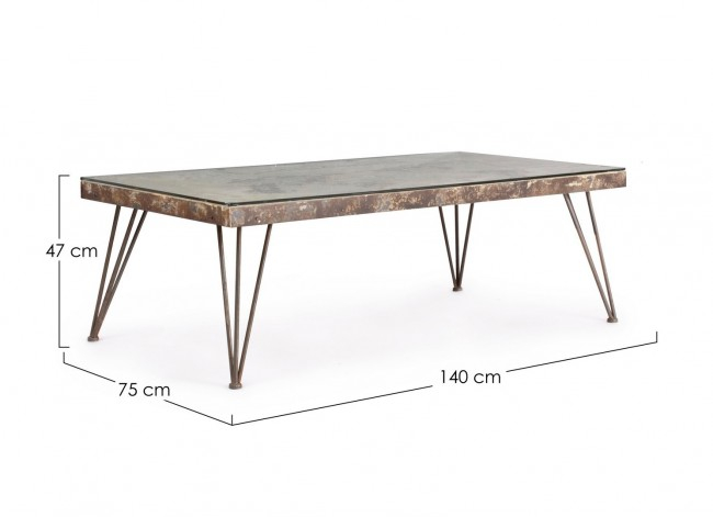 Masuta de cafea Atlantide, Ciment-Sticla, Maro-Auriu, 140x75x47 cm  [2]