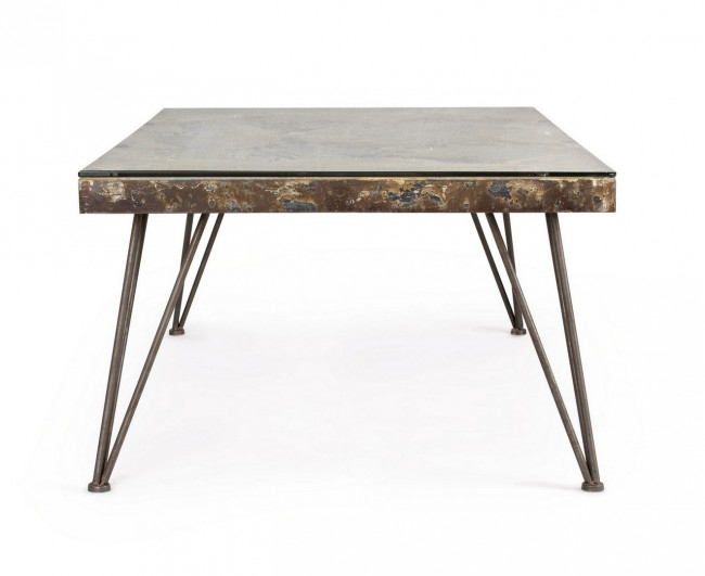Masuta de cafea Atlantide, Ciment-Sticla, Maro-Auriu, 140x75x47 cm  [4]