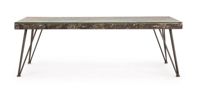Masuta de cafea Atlantide, Ciment-Sticla, Maro-Auriu, 140x75x47 cm  [3]