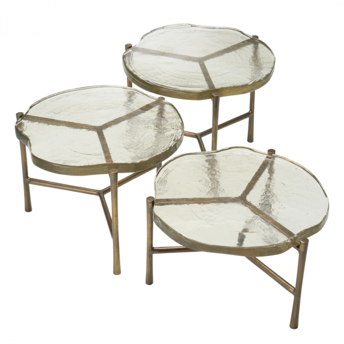 Măsuță de cafea, Baldovini set de 3, sticla lucrata manual [3]