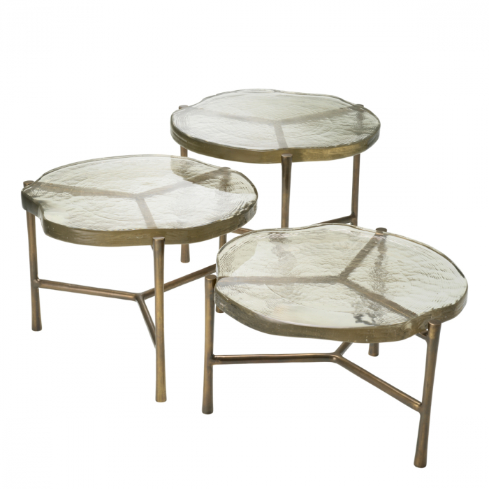 Măsuță de cafea, Baldovini set de 3, sticla lucrata manual [4]