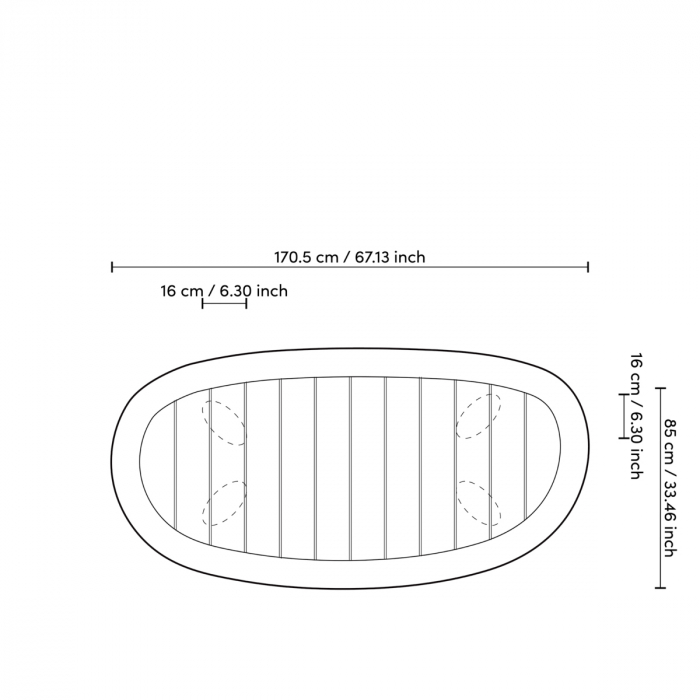 Măsuță de cafea, Free Form din tec natur de exterior , Dims: L. 170.5 | W. 85 | H. 34.5  (CM) [7]