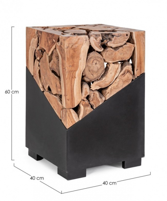 Masuta de cafea Grenade, Lemn, Negru-Maro, 40x40x60 cm  [2]