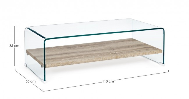 Masuta de cafea Kenya, Lemn-Sticla, Maro, 110x55x35 cm  [2]
