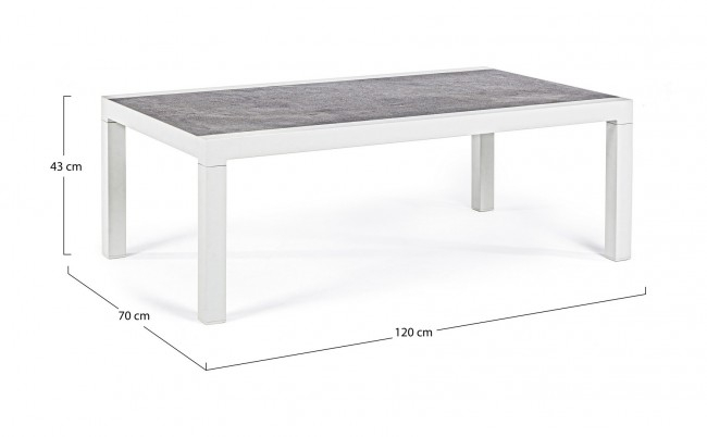 Masuta de cafea Kledi, Aluminiu, Alb, 120x70x43 cm [2]