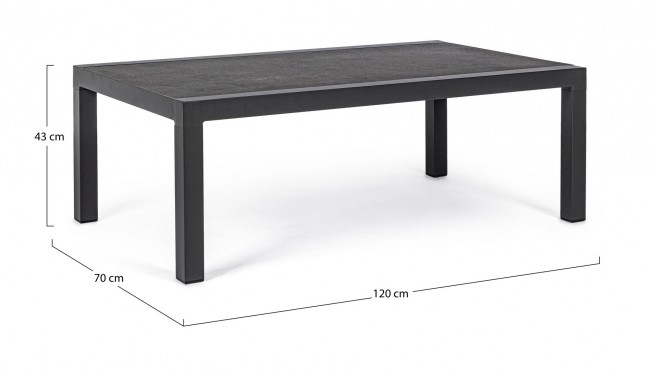 Masuta de cafea Kledi, Aluminiu, Negru, 120x70x43 cm [2]