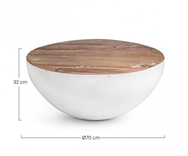 Masuta de cafea Lancester, Otel/Lemn, Alb, 70x32 cm  [2]