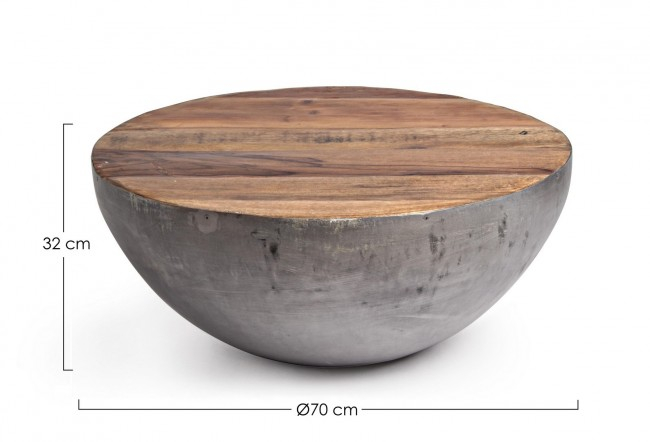 Masuta de cafea Lancester, Otel/Lemn, Gri, 70x32 cm  [2]