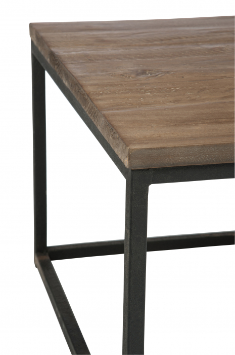 Masuta de cafea, Lemn/Metal/Fier, Maro/Negru, 60x60x41 cm [5]