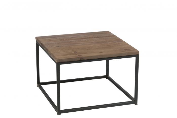 Masuta de cafea, Lemn/Metal/Fier, Maro/Negru, 60x60x41 cm [2]